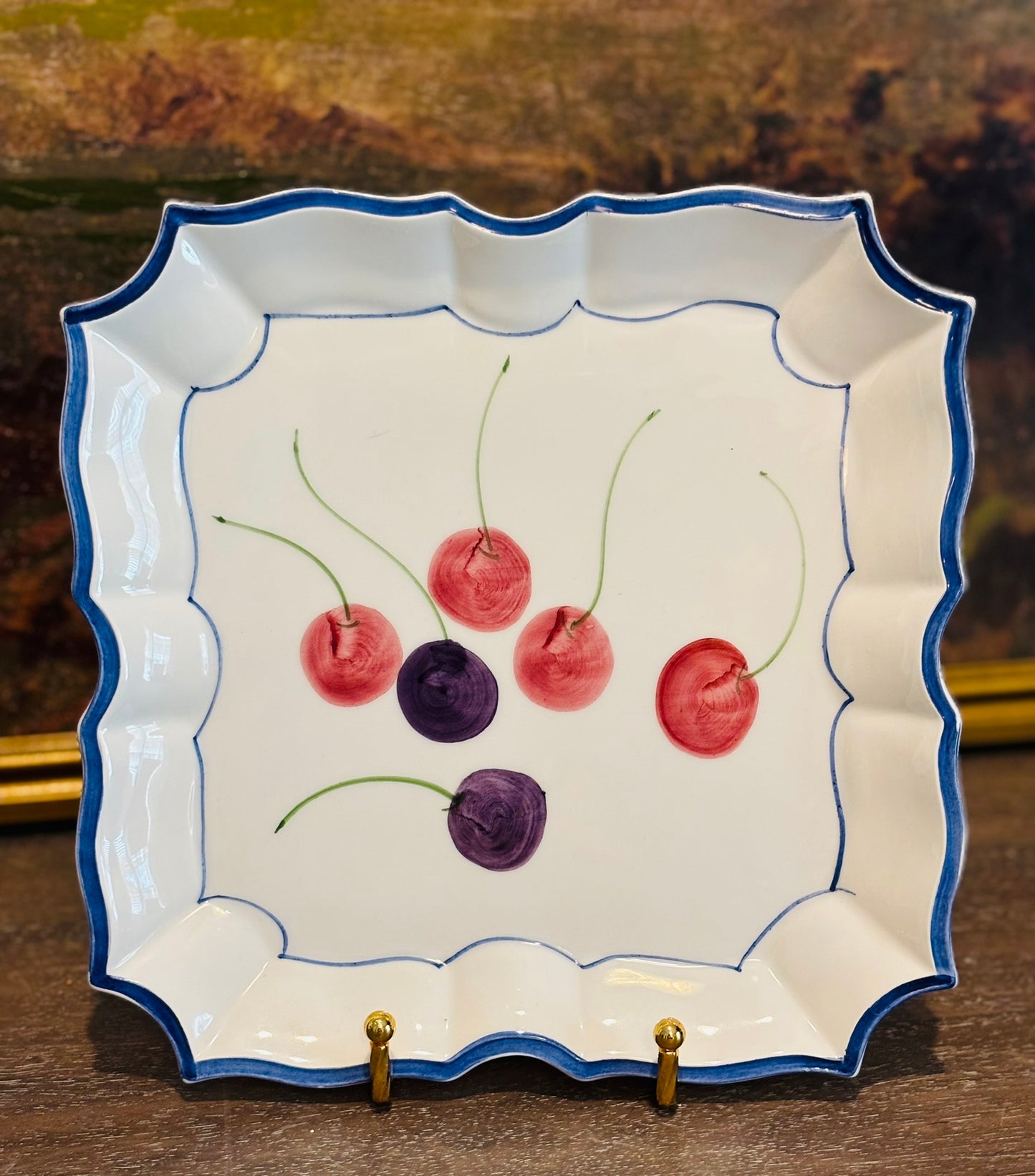 Set of 4 Vietri white and blue plates 8.5 sq