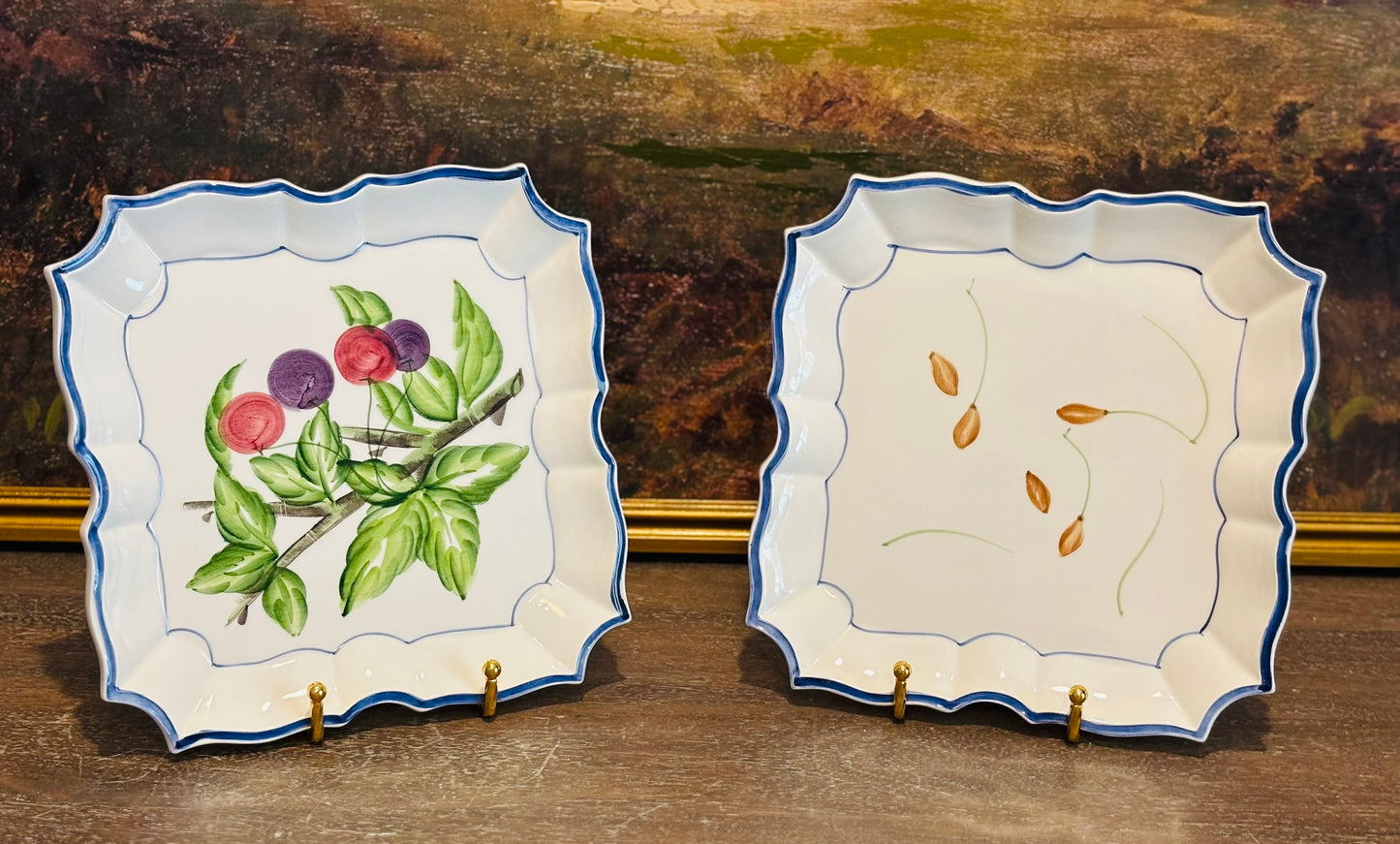 Set of 4 Vietri white and blue plates 8.5 sq