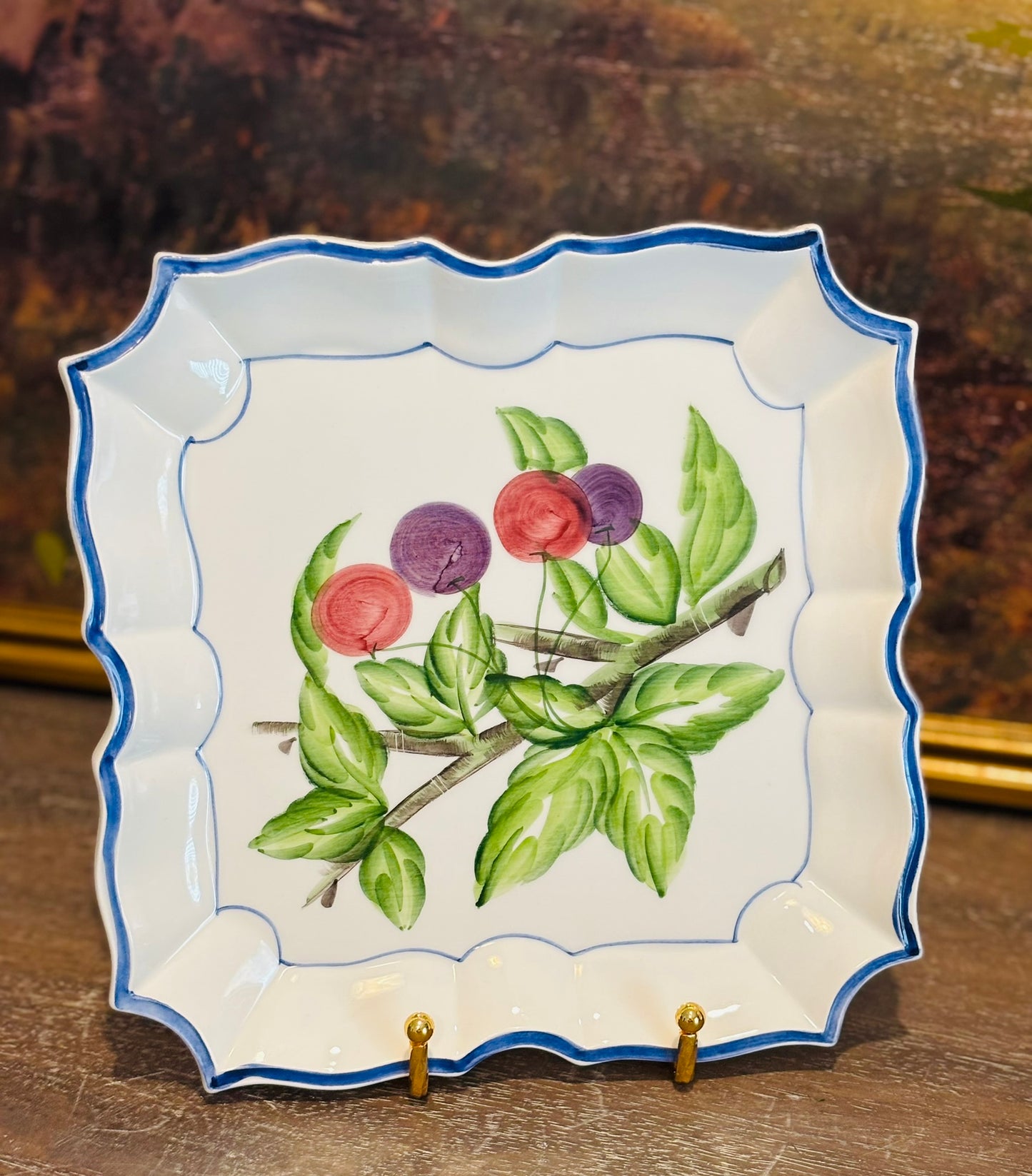Set of 4 Vietri white and blue plates 8.5 sq