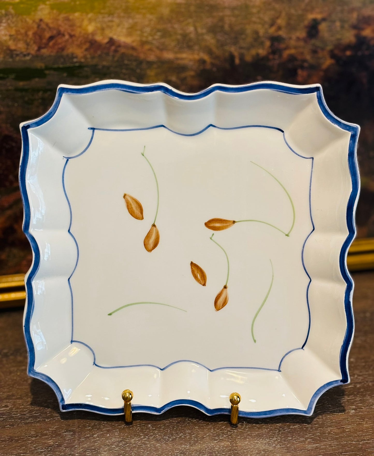 Set of 4 Vietri white and blue plates 8.5 sq