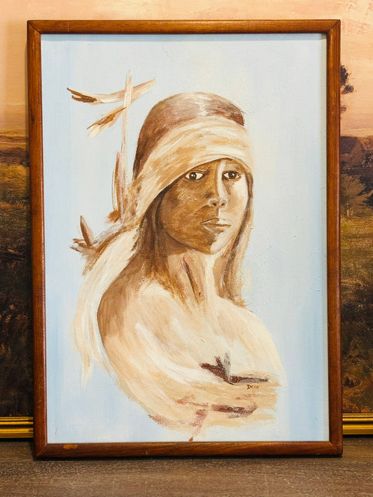 Proud American by Popo and Ruby Lee Blue portrait painting  20.75 h 14.75 w 1.74 d