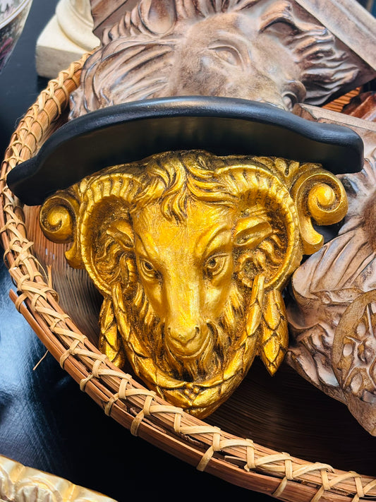 Pair of Rams Head Resin Wall Ledges 10 w x 8 h