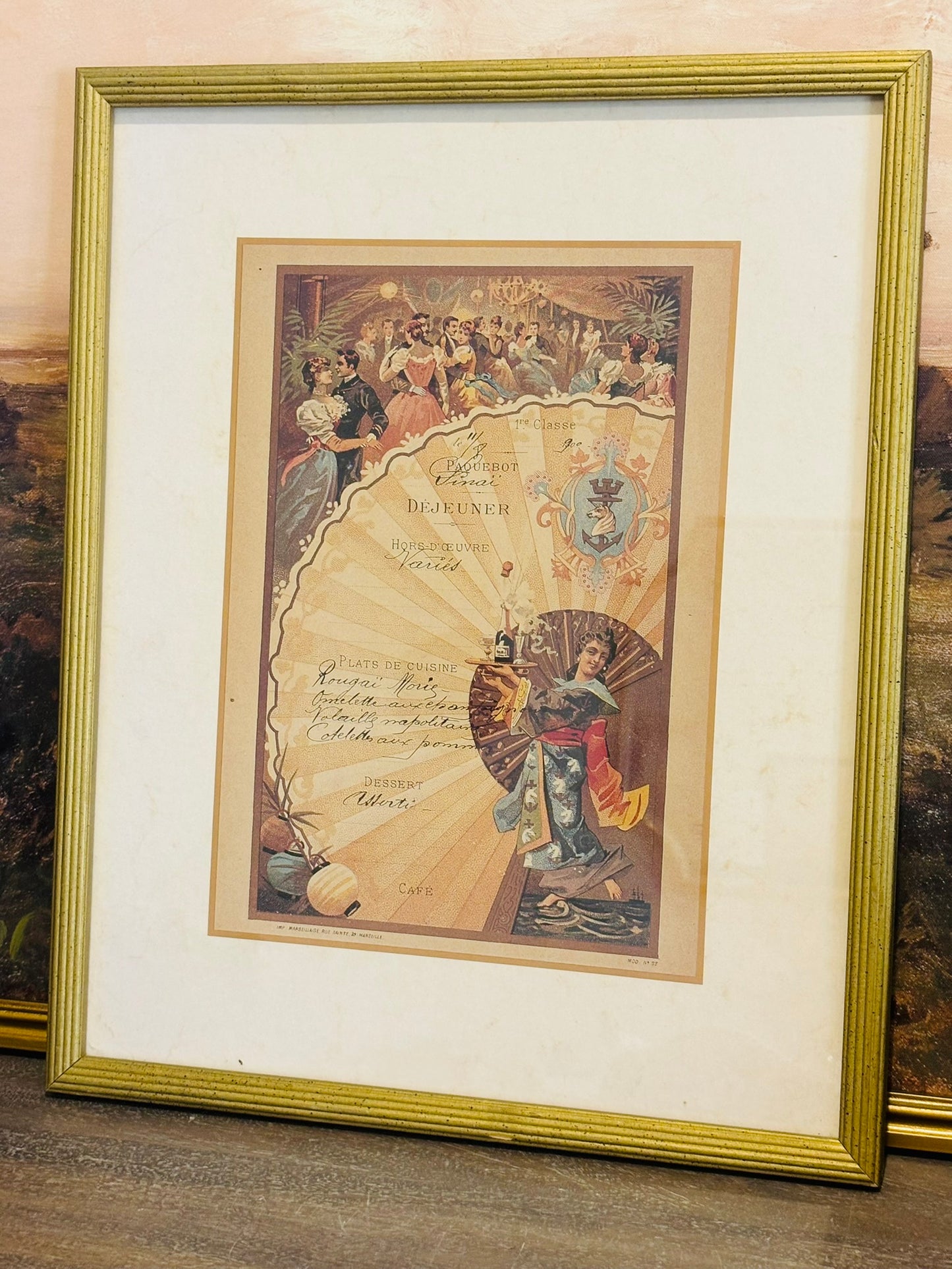 Le Paque bot Vinai Framed Lunch Menus  17 x 21