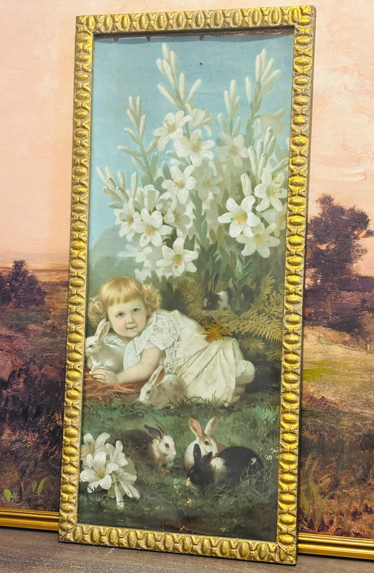 Girl with Bunny print  13.5 x 1 x 29.5