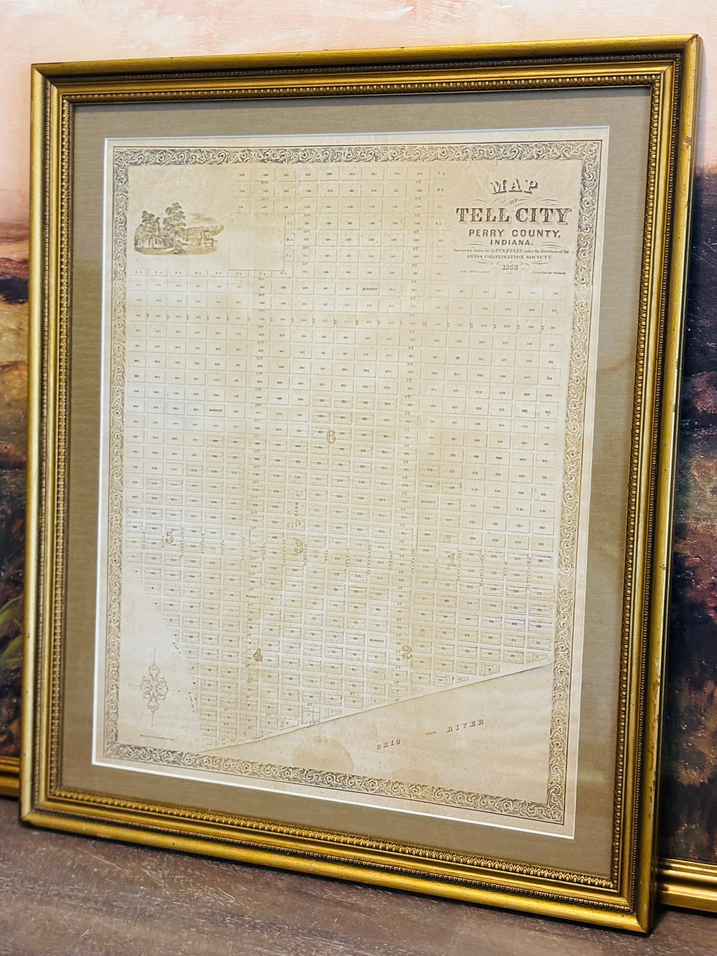Vintage Indiana Map 16.5 x 19.5 x .75