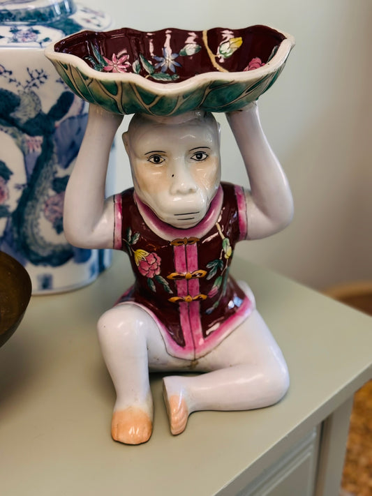 Large Chinoiserie Sitting Monkey 7.25 w x 11 h