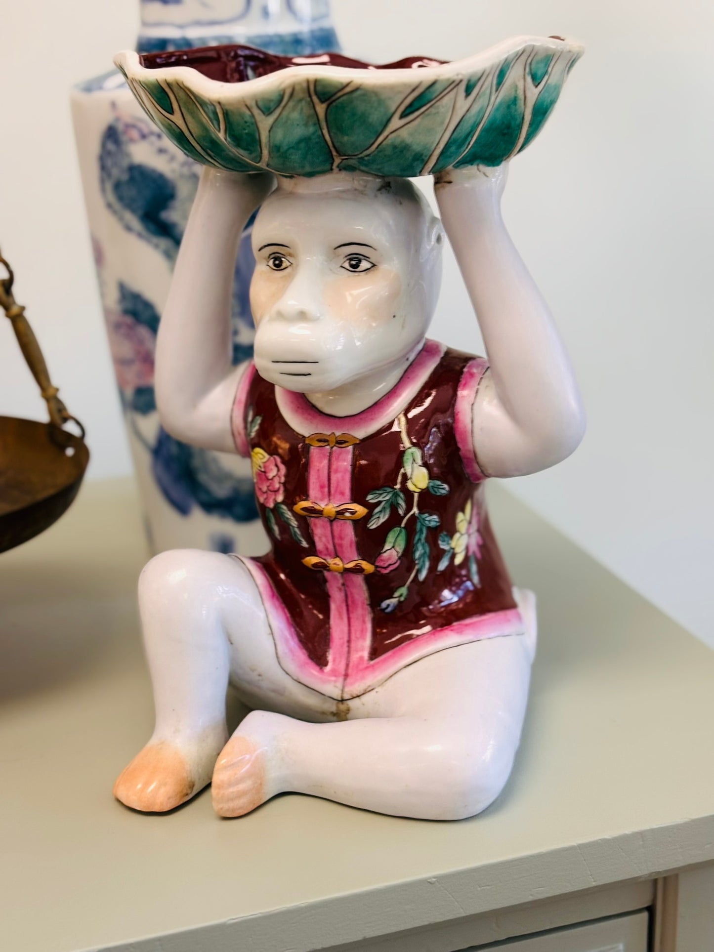Large Chinoiserie Sitting Monkey 7.25 w x 11 h