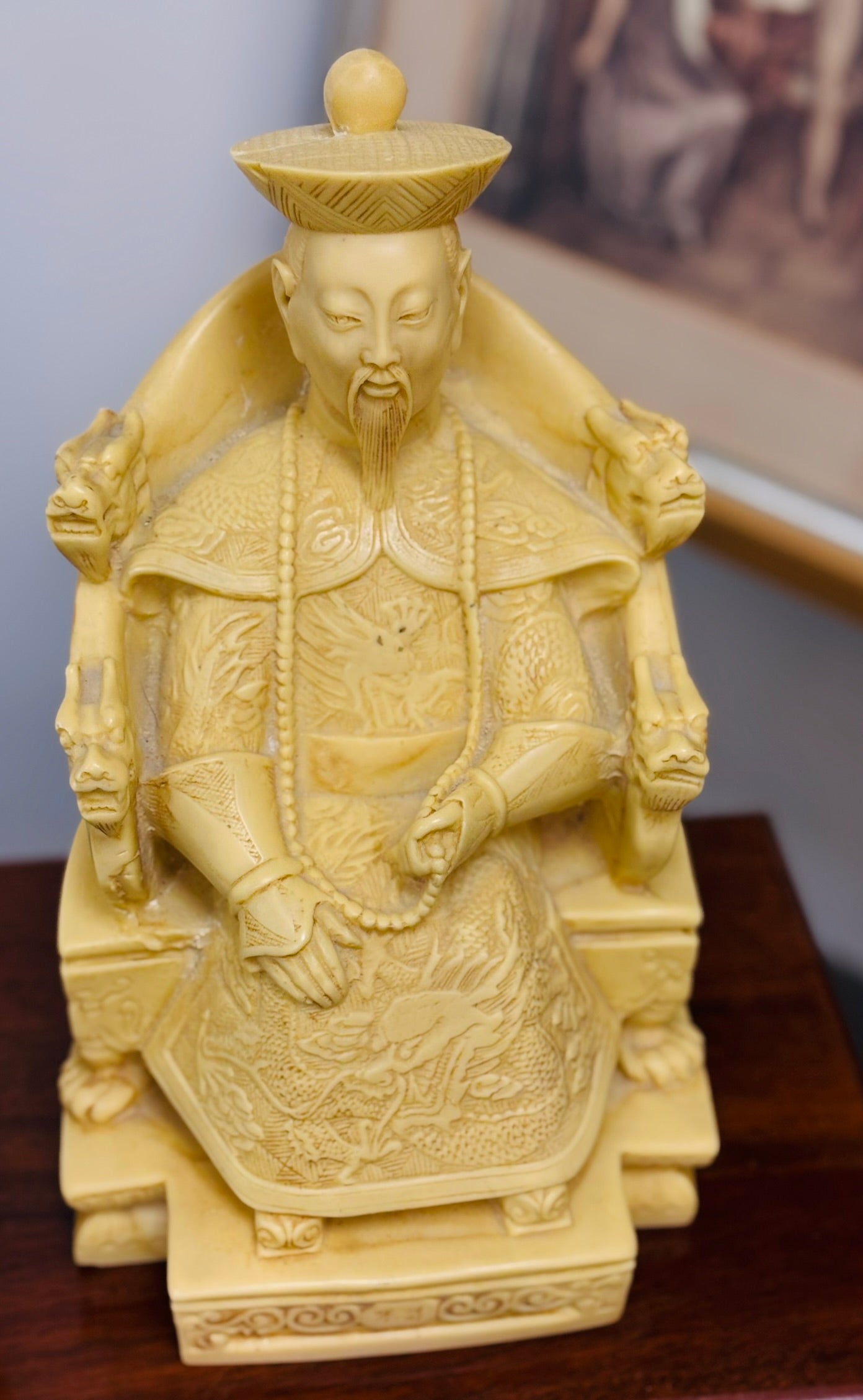 Pair of Emperor and Empress Resin Figures 10 h x 6 w each