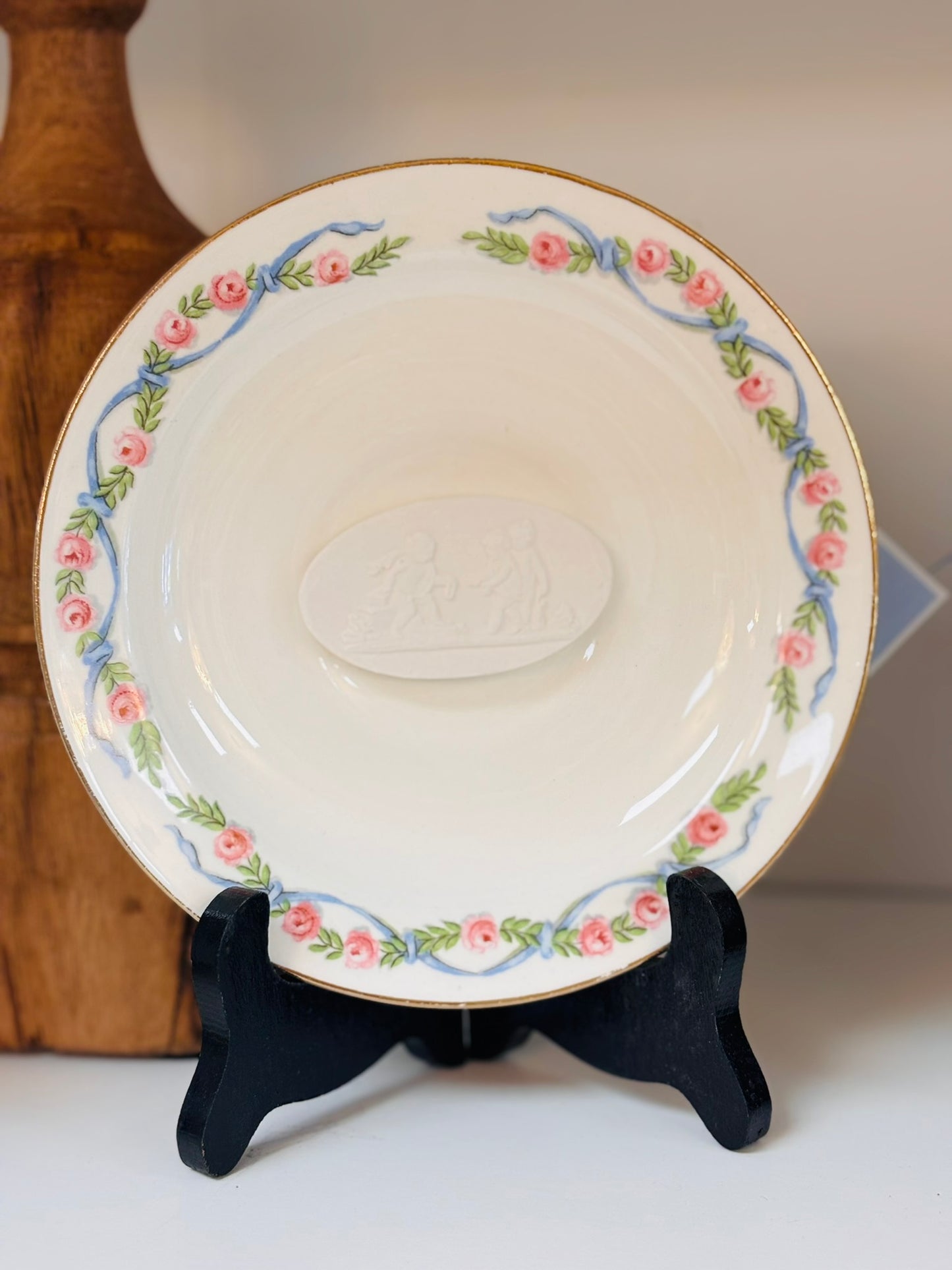 Custom Plate Intaglio Art Pastel Blue and Pink 6 wide- 2 available