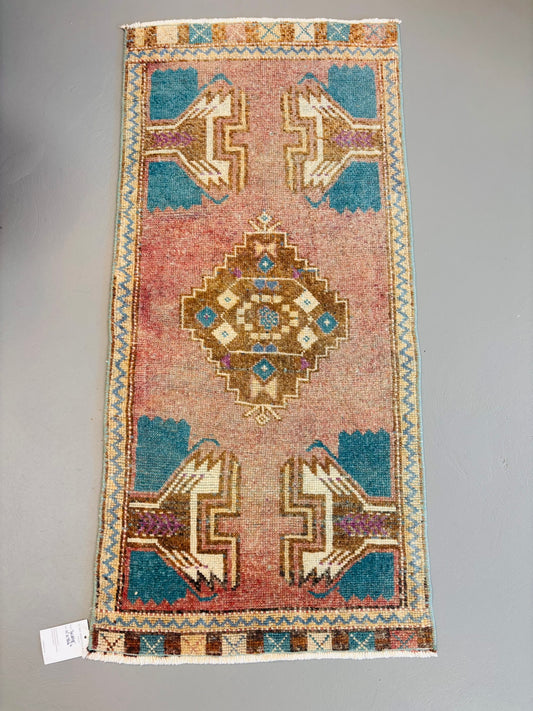 Vintage Inspired Turkish Rug 21 " x 45.6 "