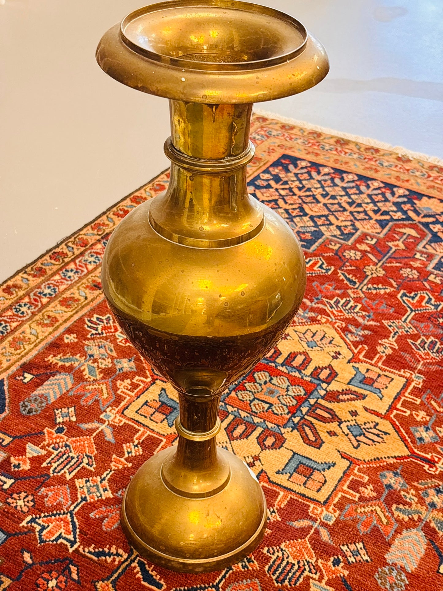 Unique Tall Brass Floor Vase 22 high