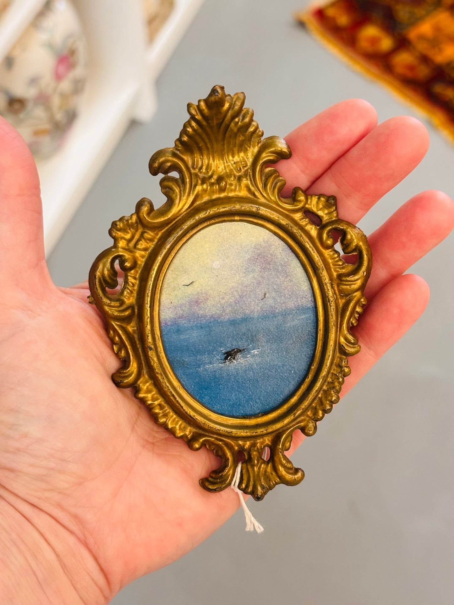 Mini Oil Painting with Whale 4.5 x 3.25