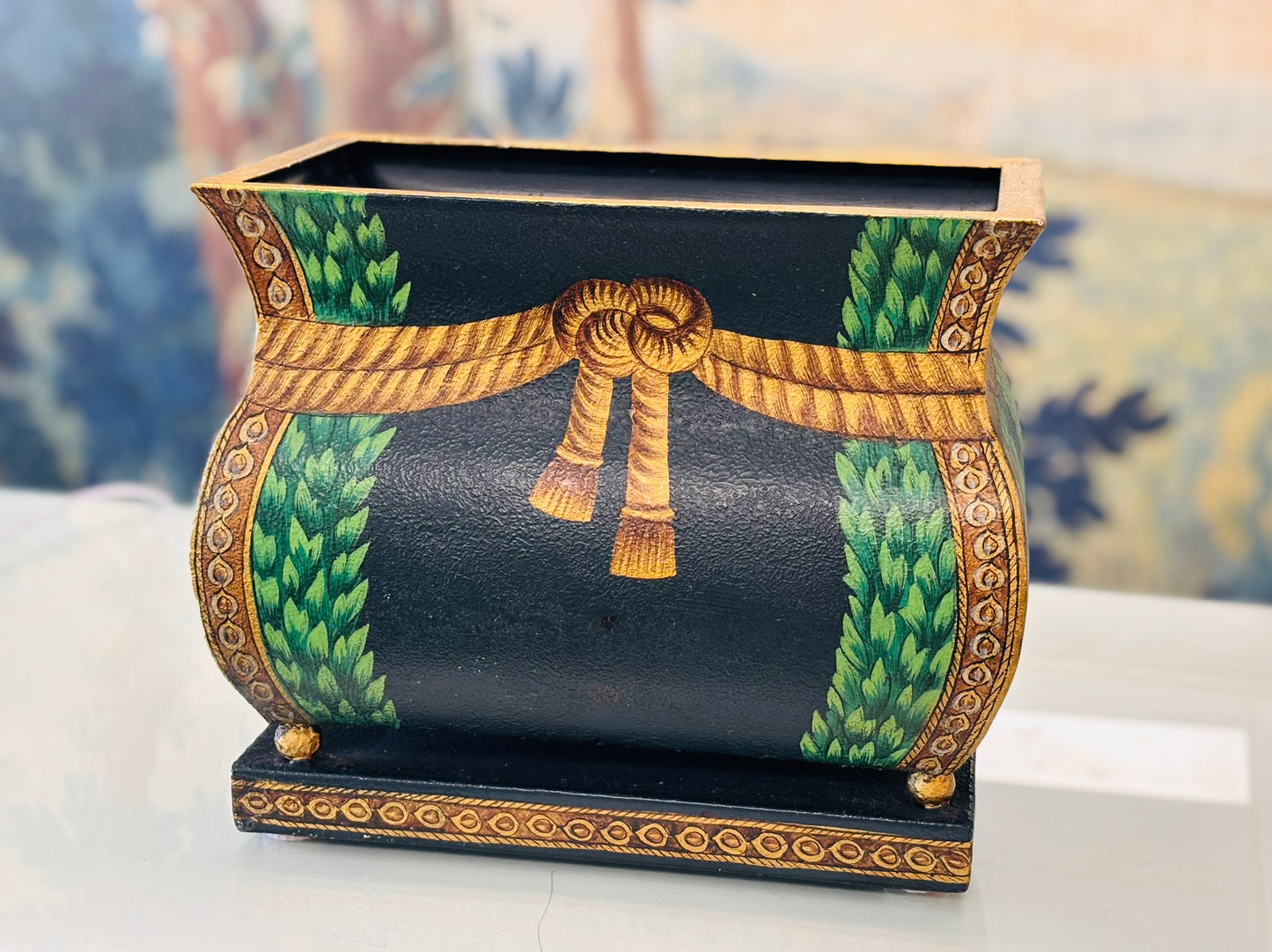 Vintage John Richard Collection Cache Back with Greenery 10.75 x 6 w x 9.5 h