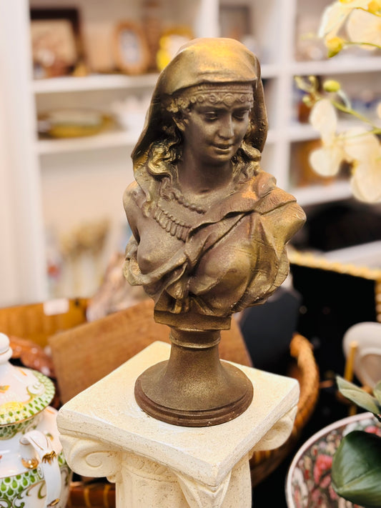 Bronze Colored Female Bust Vintage Condition 12.25 h