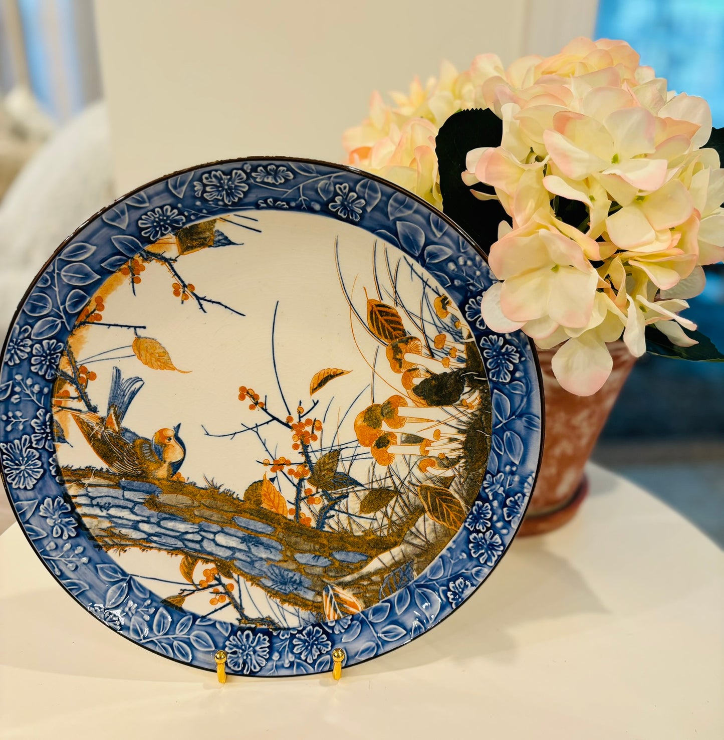 Bird and mushroom large serving plate 12 inches Toyo