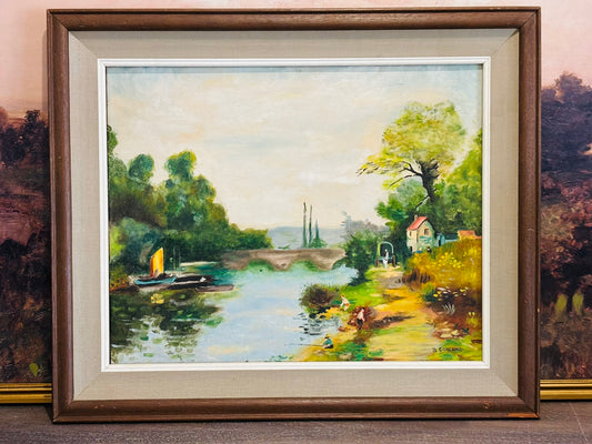 Cottage oil landscape  21 h 25 w 1.5 d