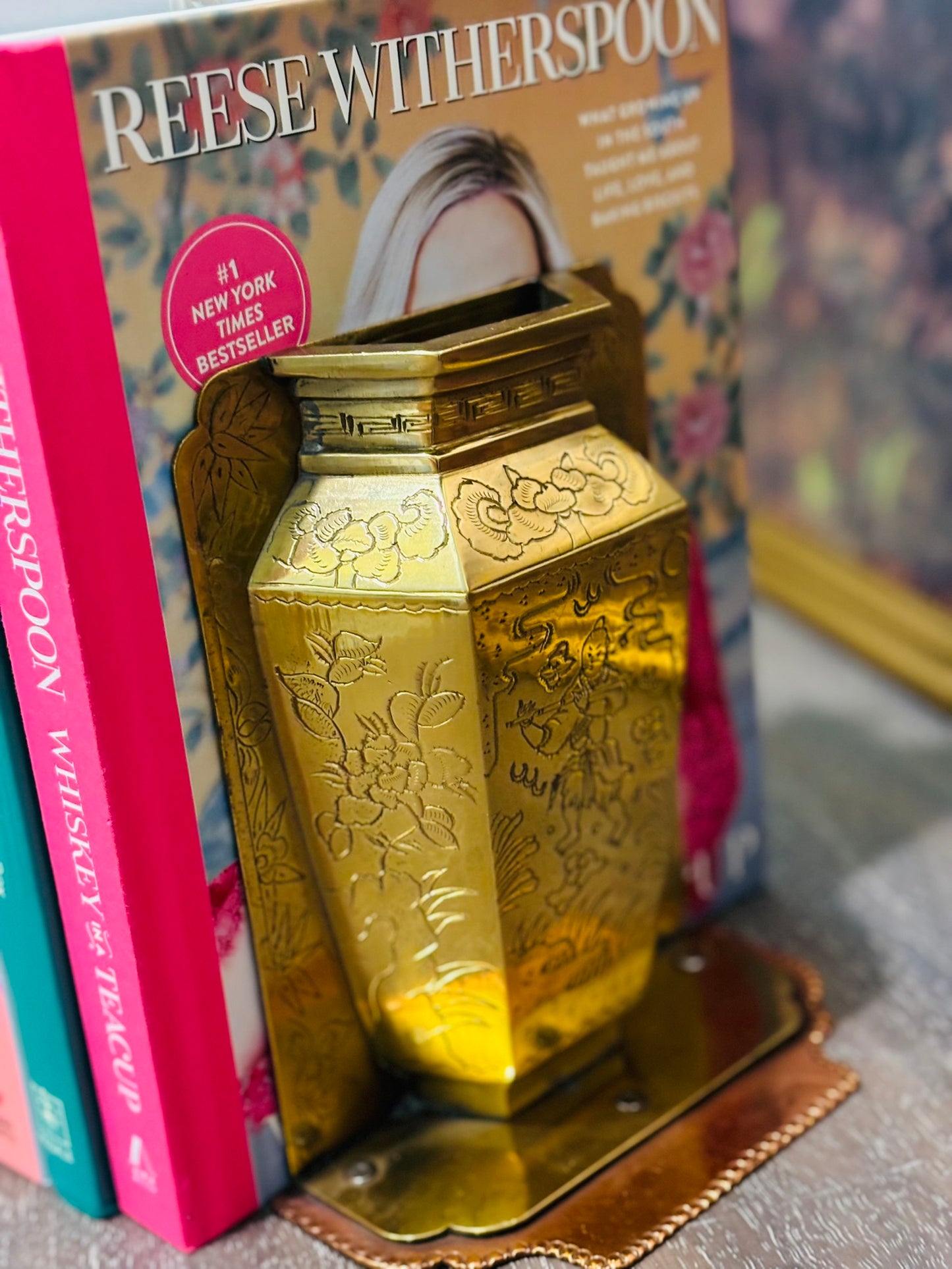 Antique Brass and copper bookends 5.5 w x 7 .5 h 3 d