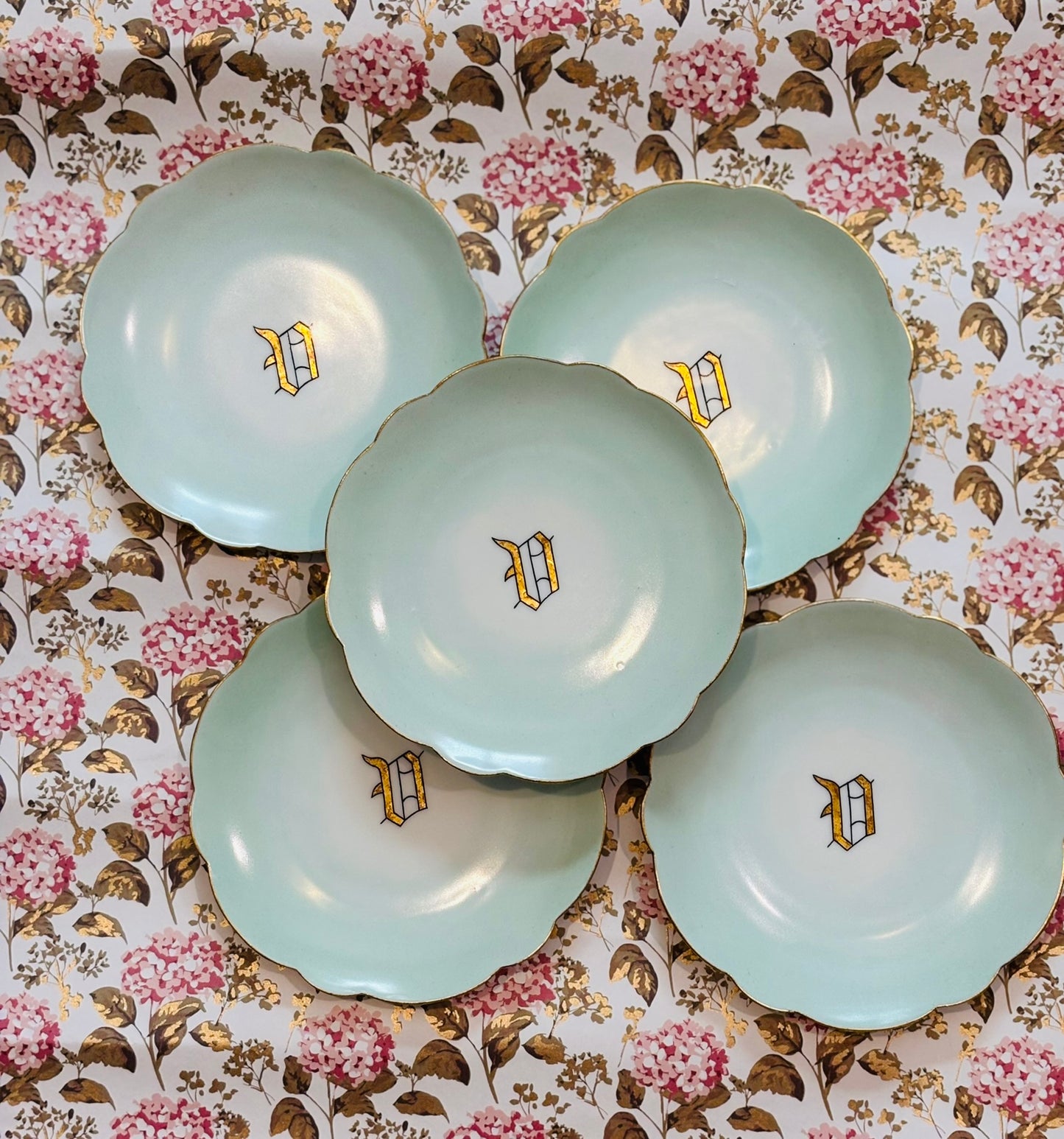 Set of 5 Mint Green J & C Louise Bavaria "D" plates 7 w