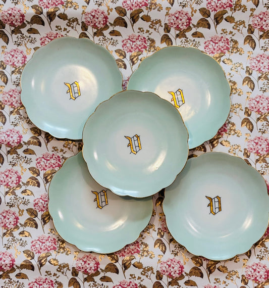Set of 5 Mint Green J & C Louise Bavaria "D" plates 7 w