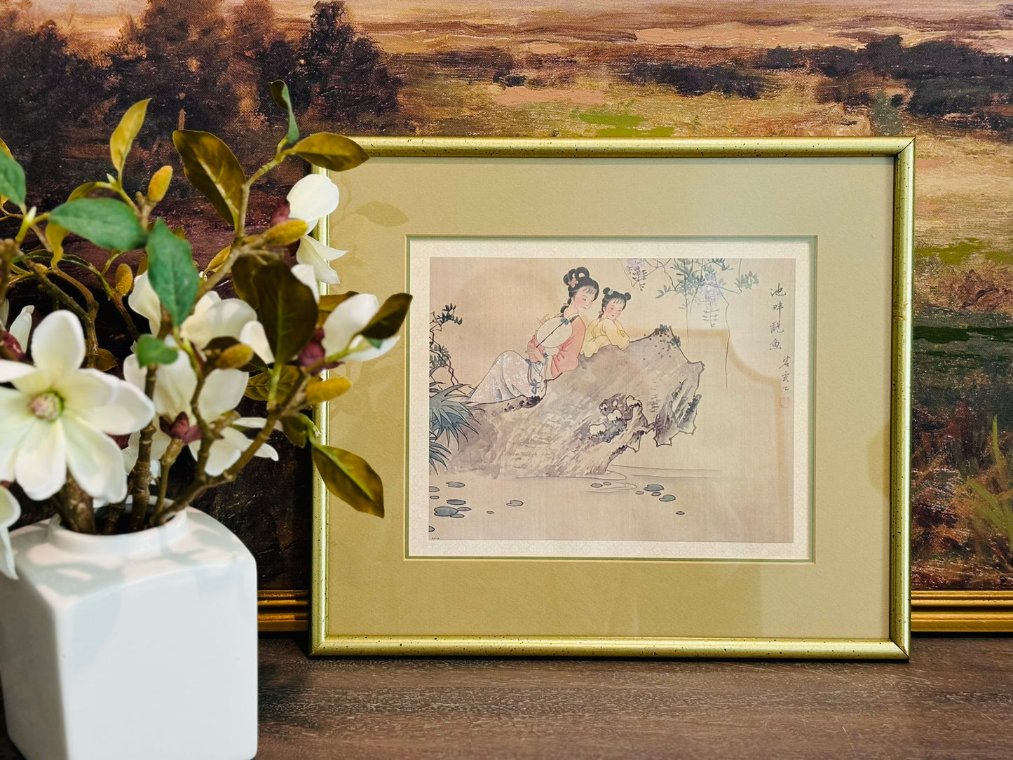 Beautiful Framed Asian Geisha Print