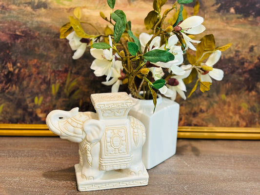 Hollywood Regency Chinoiserie Mini Elephant Statue 8 l x 6.5 h x 3.5 w