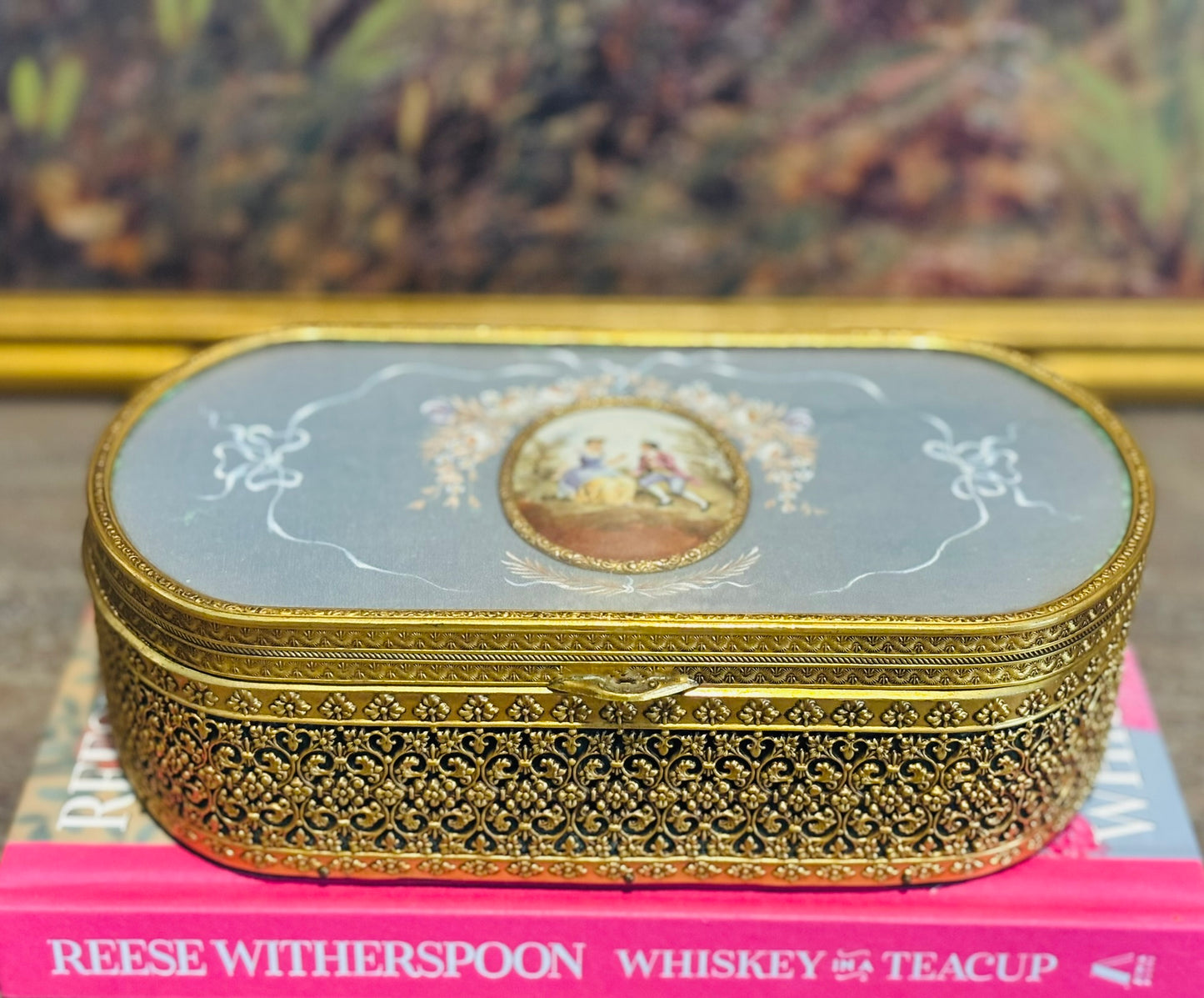 Filigree and Velvet Box Filigree Box 8.25 l x 4.25 w x 2.5 h
