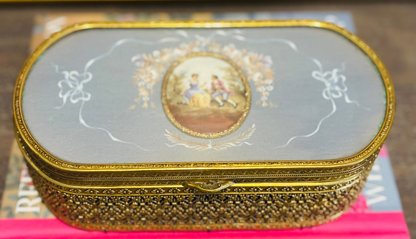 Filigree and Velvet Box Filigree Box 8.25 l x 4.25 w x 2.5 h