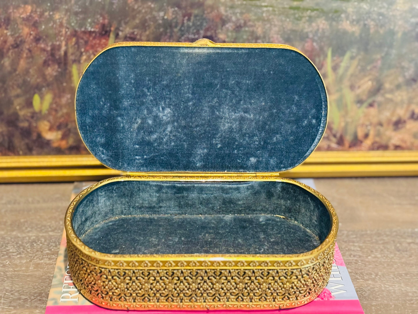 Filigree and Velvet Box Filigree Box 8.25 l x 4.25 w x 2.5 h