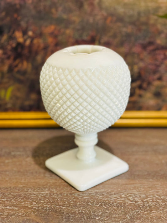 Ivy Milk Glass Hobnail Vase  5 x 7