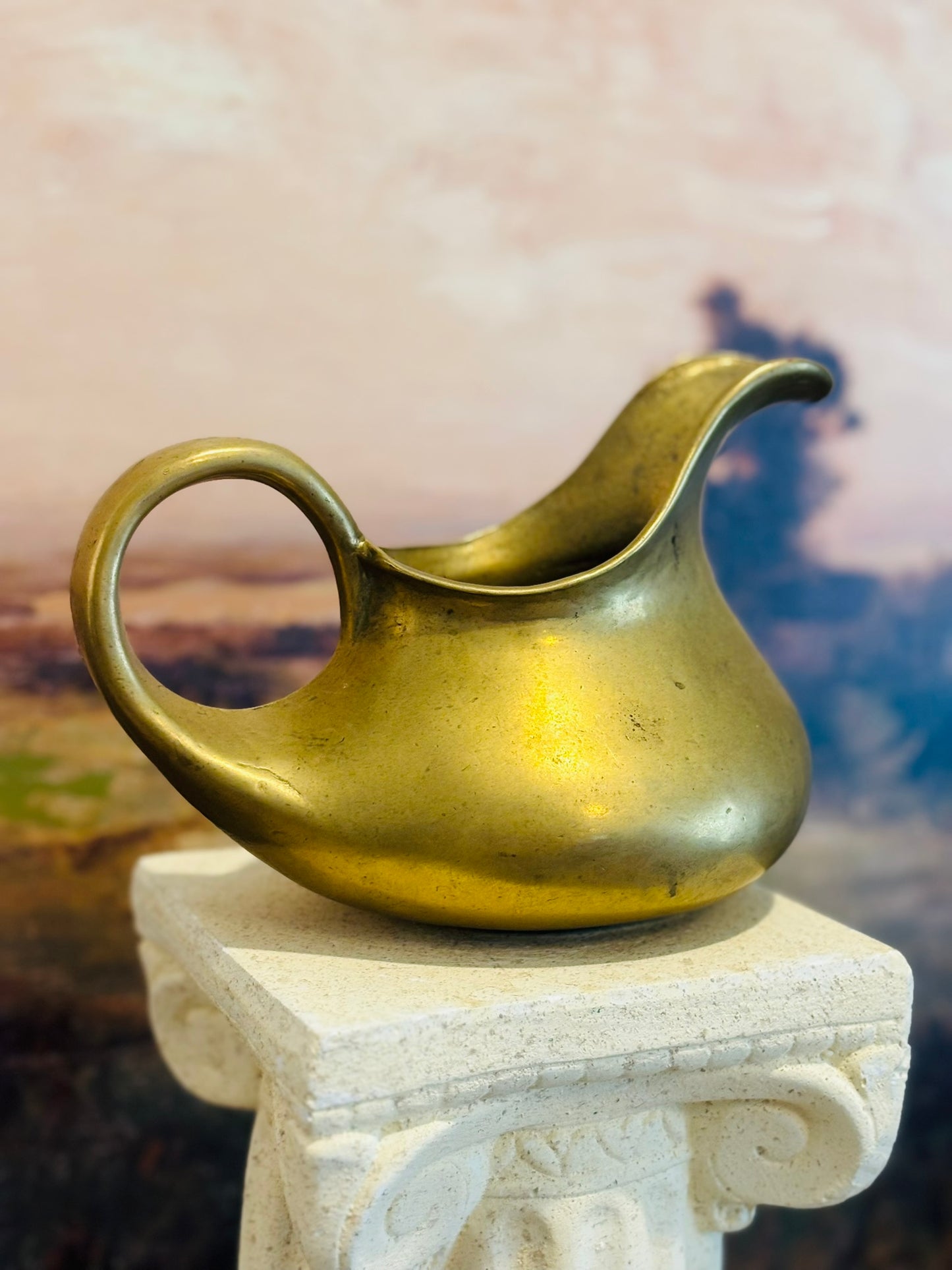 Antique Brass Jug  8 d x 6 h x 5 w