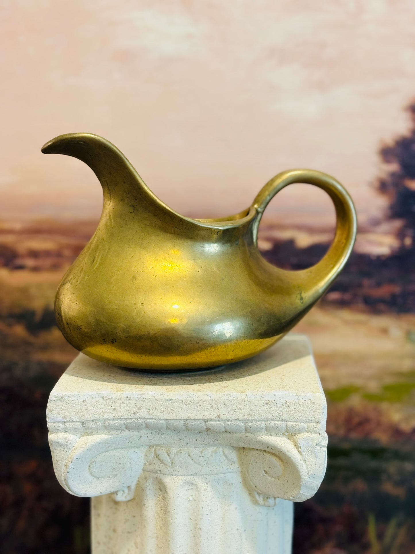Antique Brass Jug  8 d x 6 h x 5 w