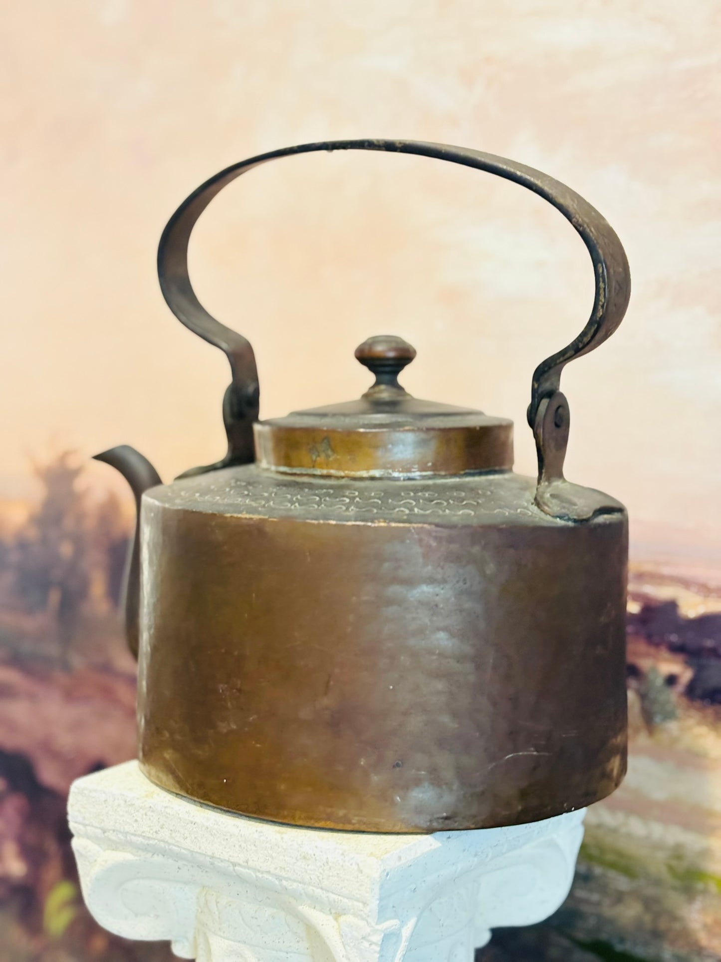 Antique 19th Century Copper Pot Hammered  11 x 11 x 8 (with handle up)