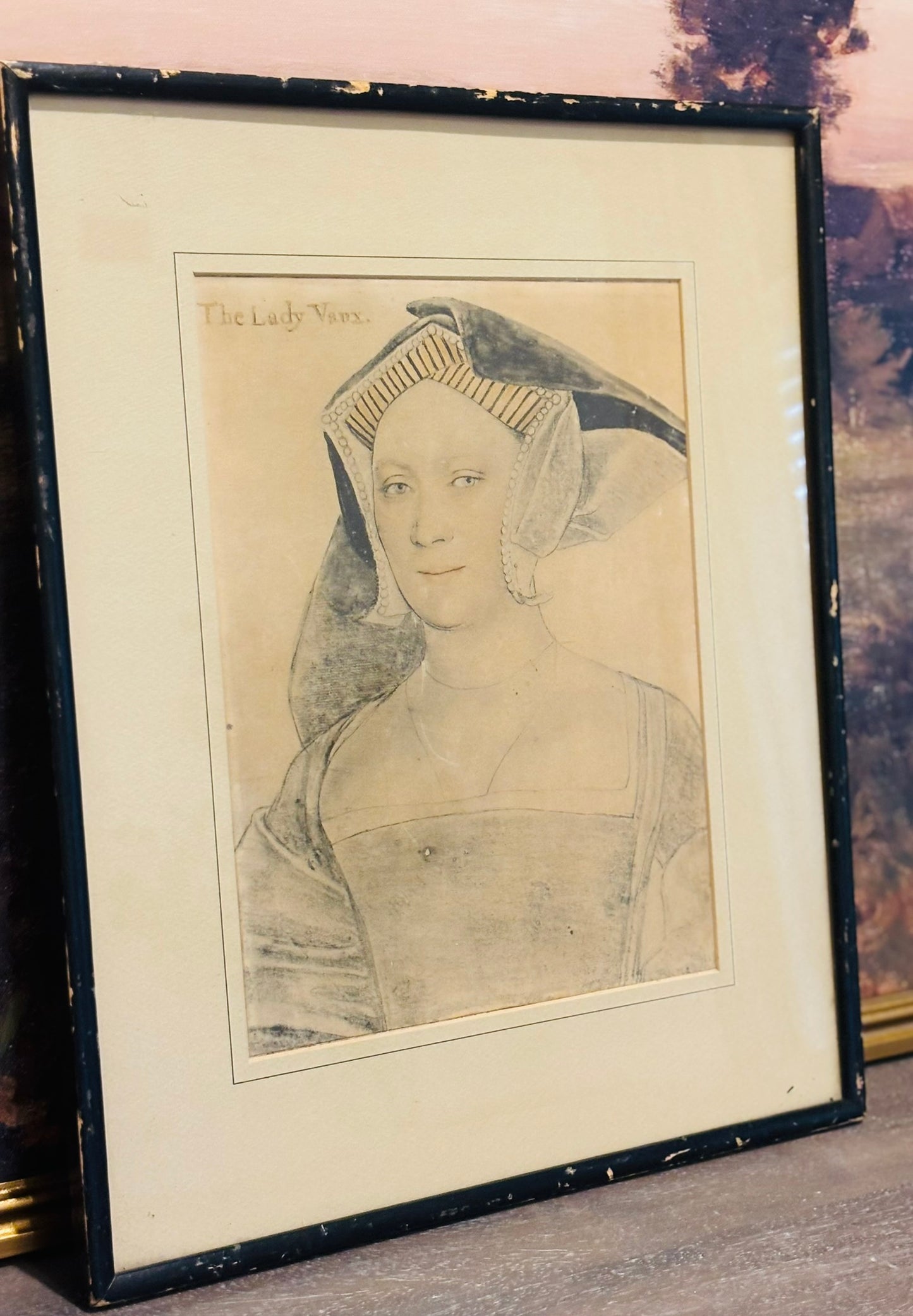 Vintage monograph print "The Lady Vaux" 16.5 x 13.5 x .5 h