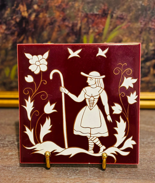 Pair of Gladding McBean Hermosa tiles 1930s 6 inch square