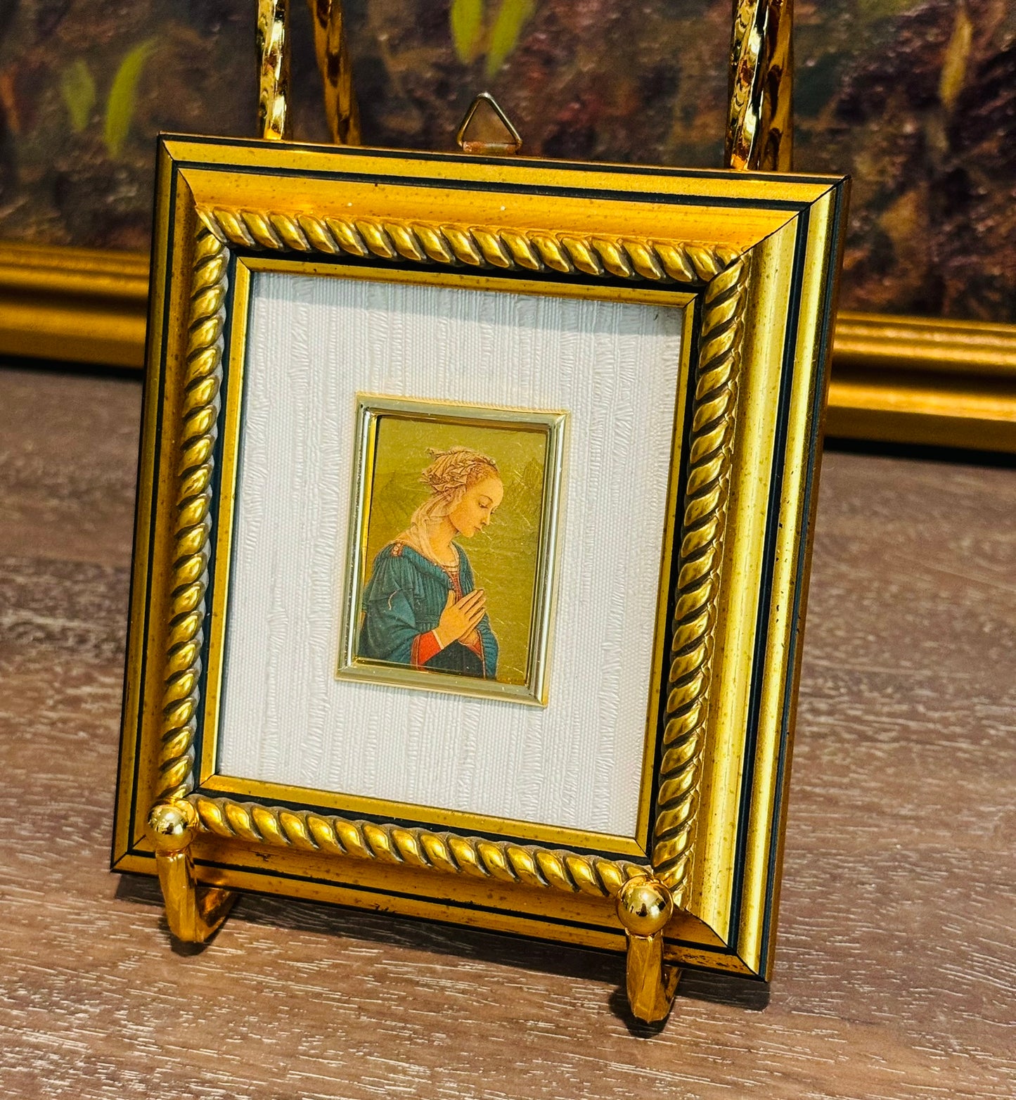 Framed Gold foil mini victorian print 4 w x 4.5 h