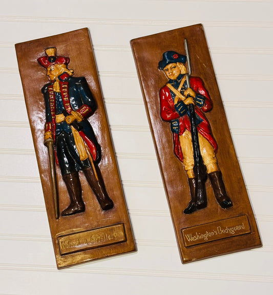 Pair of wood Soldier Plaques 16.5 l x 5 w x .75 h