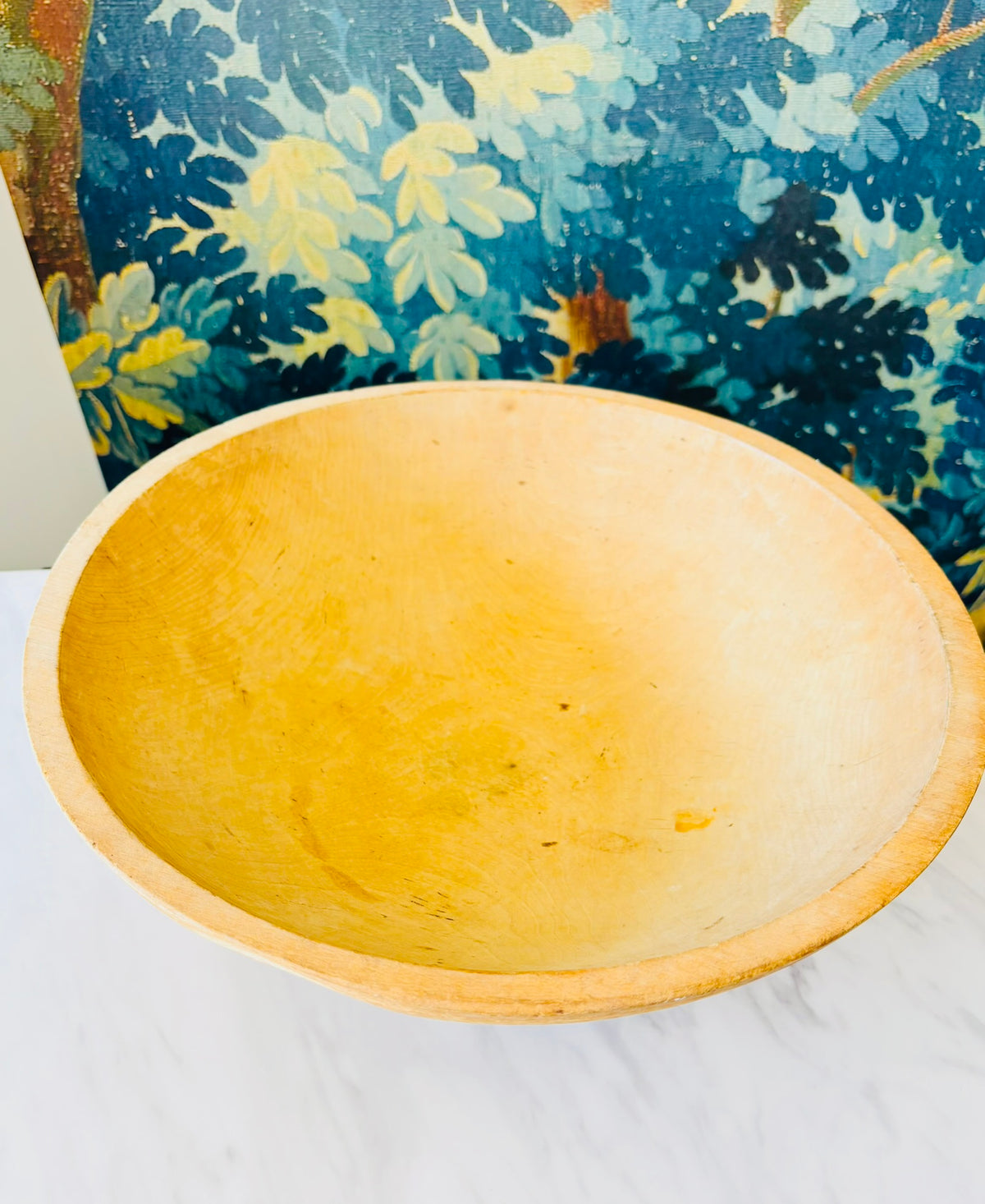 Vintage Hand-Carved Wood Dough Bowl – 13"