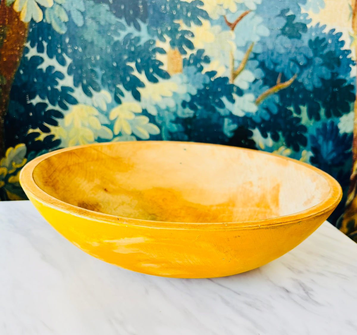 Vintage Hand Carved Wood Dough Bowl 15 inches