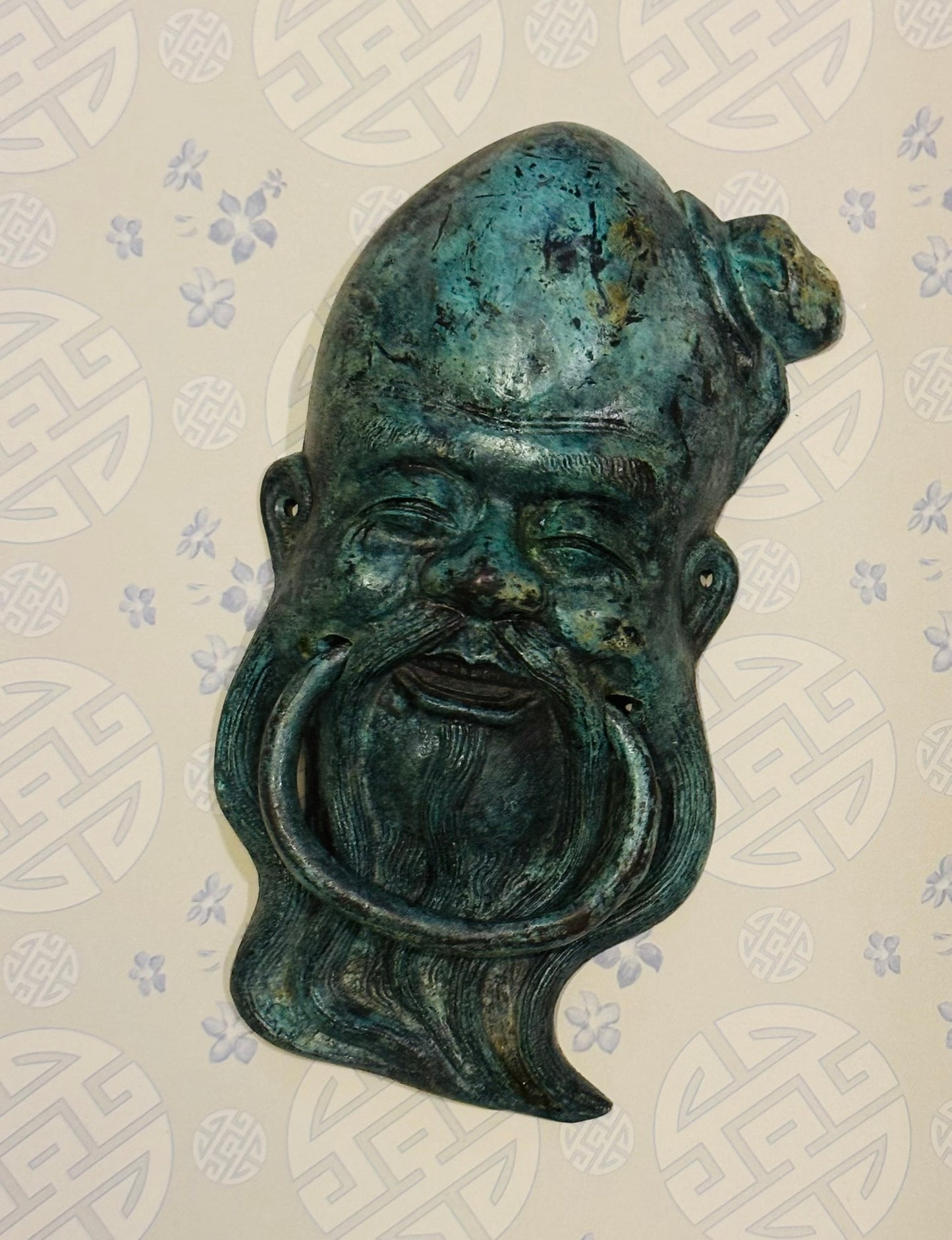 Buddha door knocker patina 7.5 l 4 w .75 h