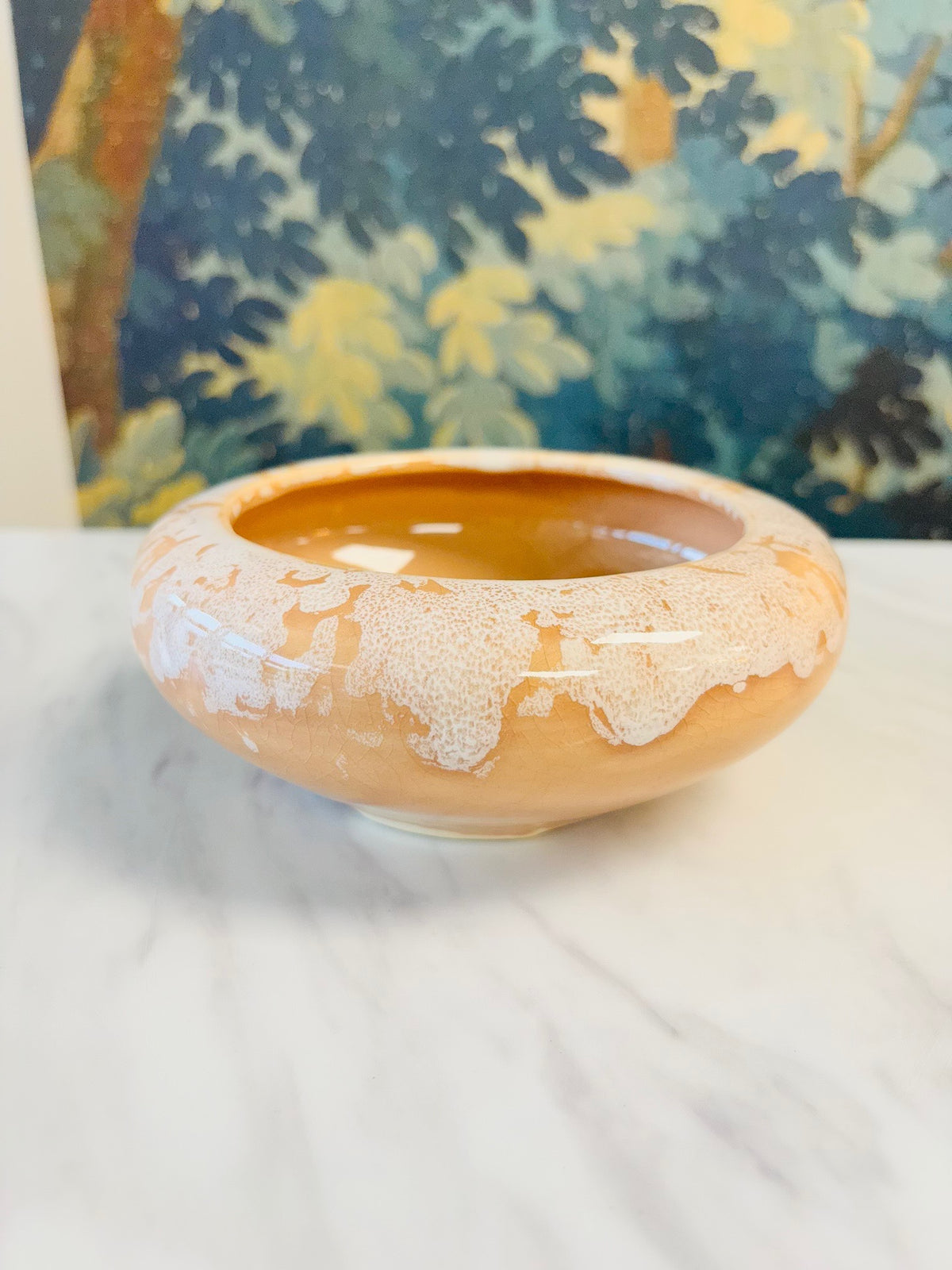 Vintage Peach Glazed Pottery Bowl – 6"