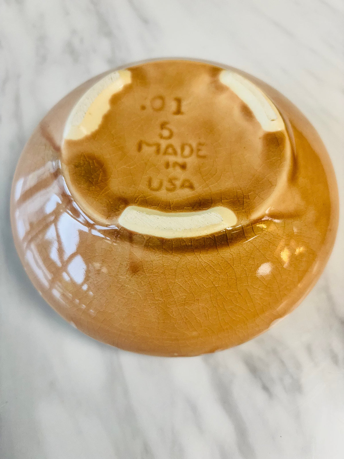 Vintage Peach Glazed Pottery Bowl – 6"