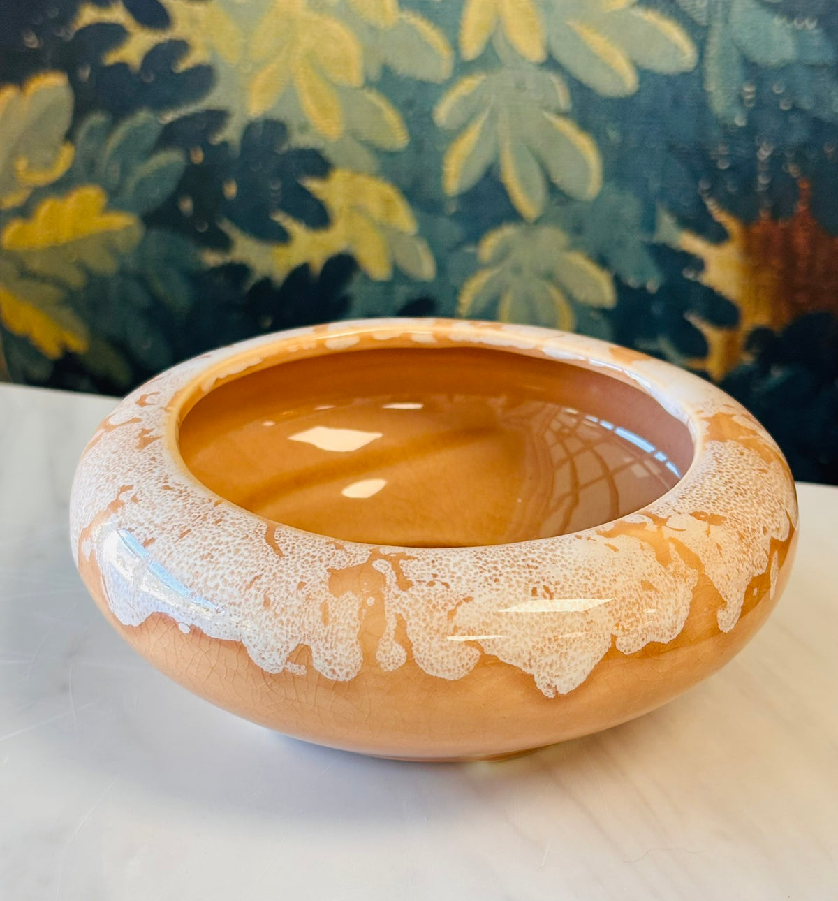 Vintage Peach Glazed Pottery Bowl – 6"