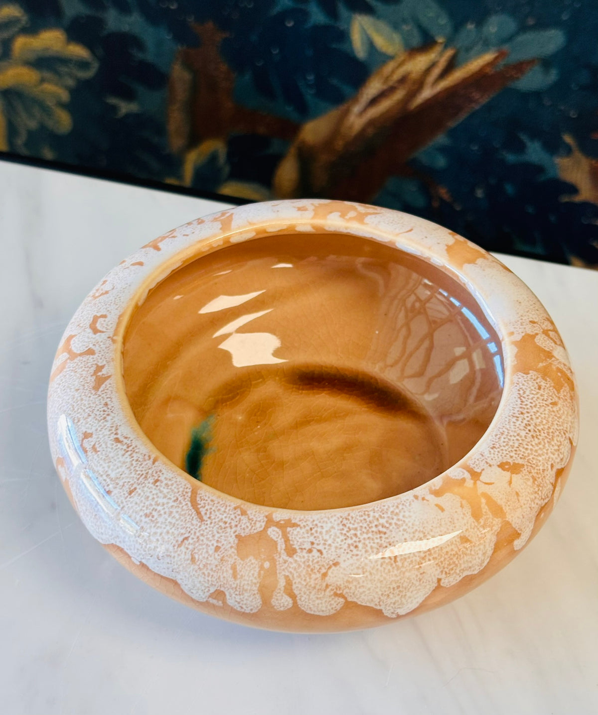 Vintage Peach Glazed Pottery Bowl – 6"