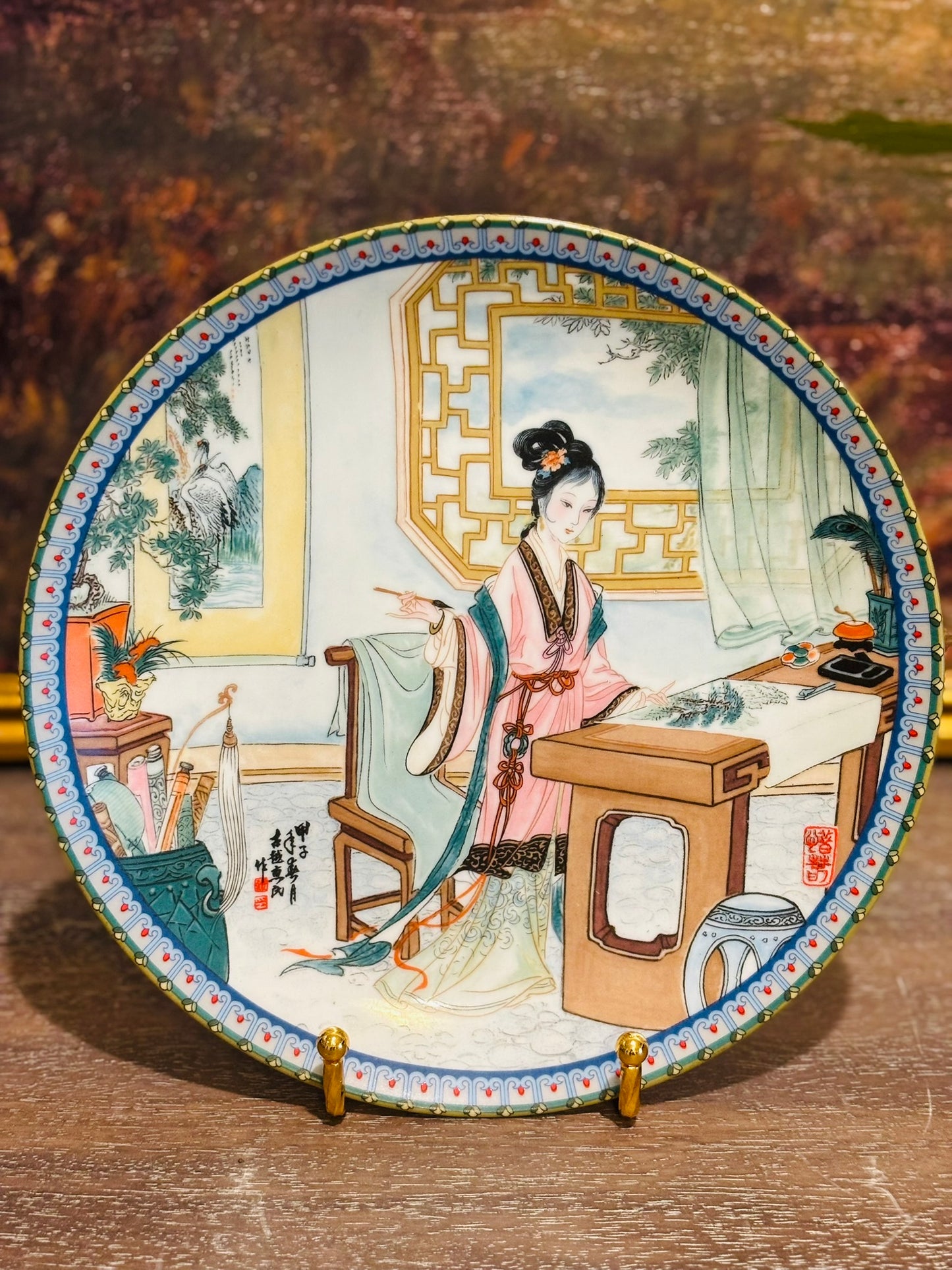 A Chinese Famille Rose Porcelain Dream of the Red Chamber 8.5 w