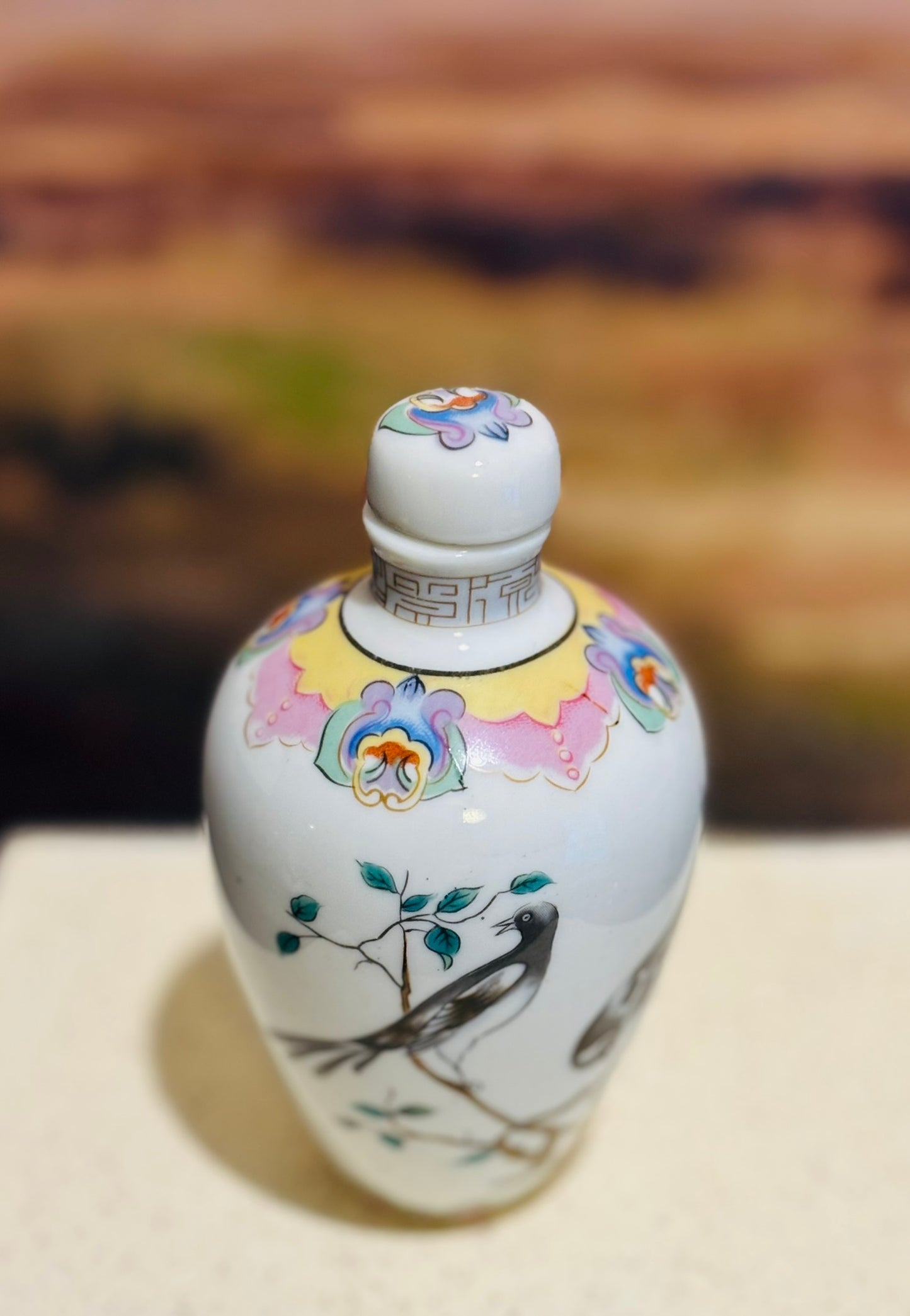 Vintage Mid-century Japanese Decanter with stopper  marked on bottom 2.5 w/d 4.5 h