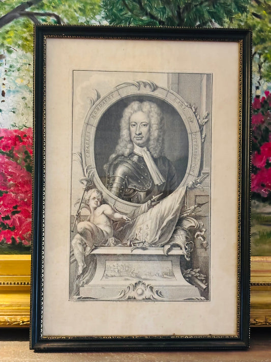 Framed Charles Engraving 13.5 x 20 x 1