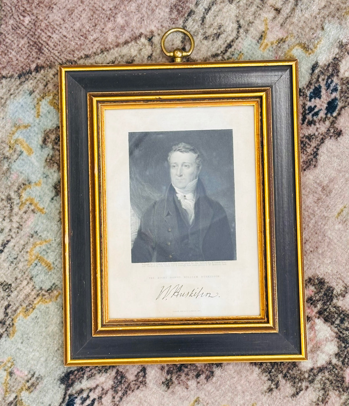 Vintage William Huskisson Portrait Print in Black & Gold Frame – 8" x 10"