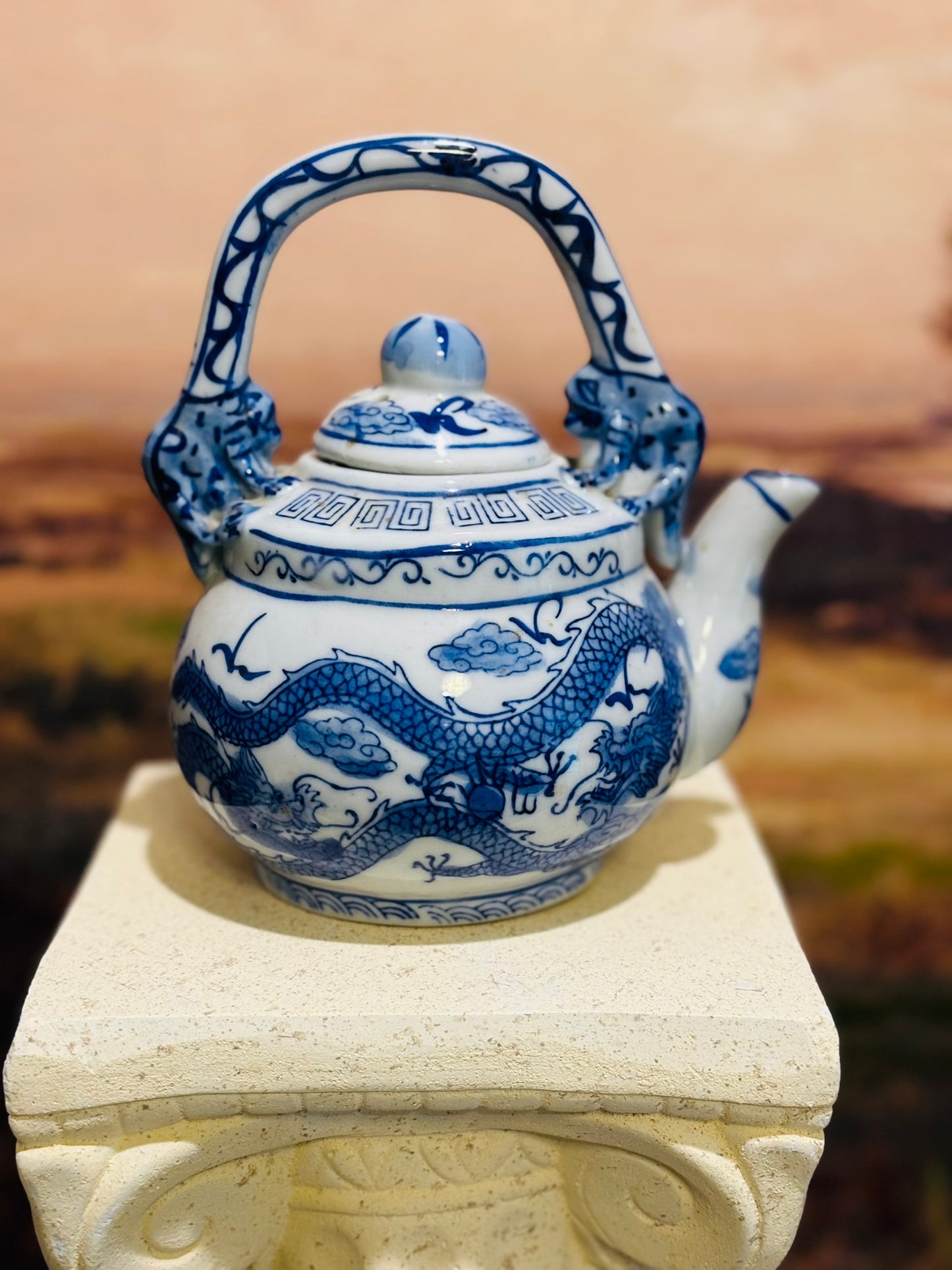 Chinese Dragon Teapot with 2 cups teapot 6 w 7 h 4.5 d