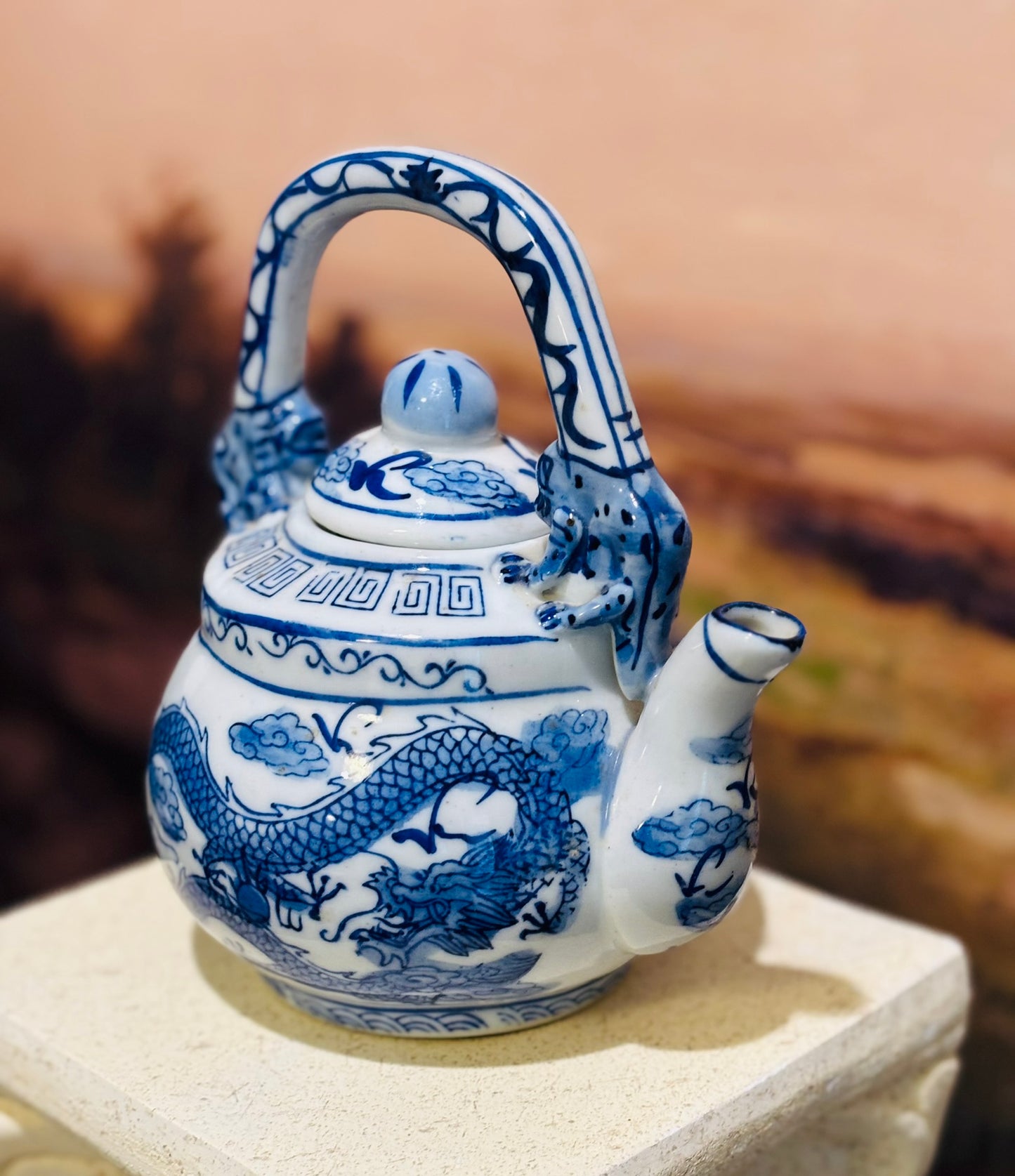 Chinese Dragon Teapot with 2 cups teapot 6 w 7 h 4.5 d