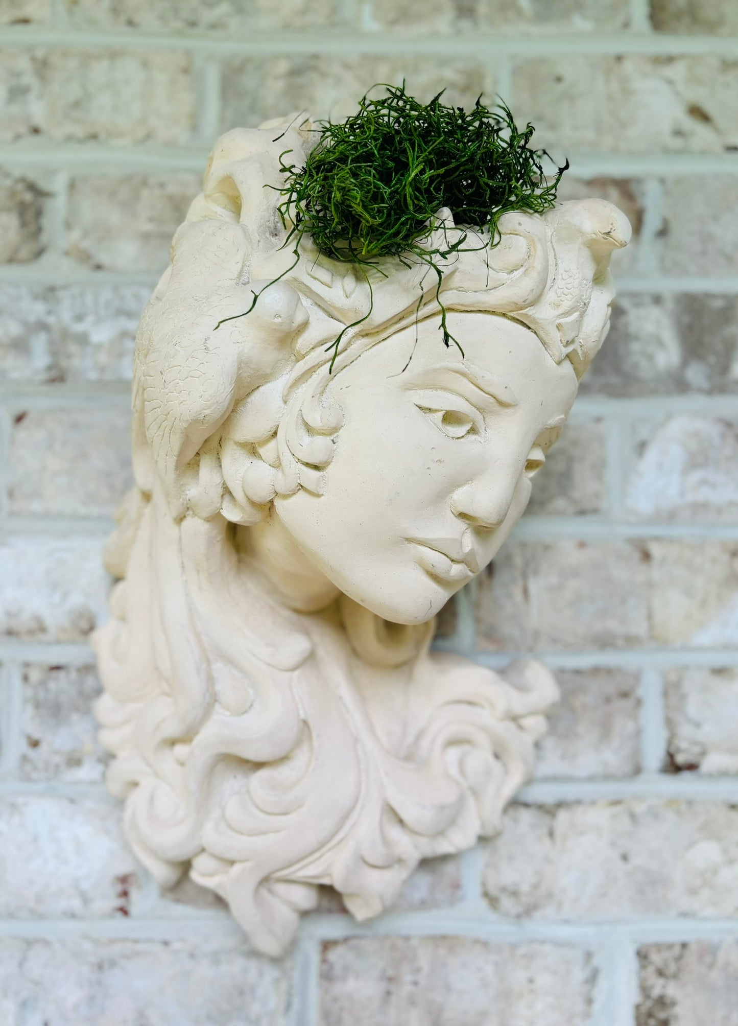 Hand Sculpted Clay Goddess Wall Mounted Planter of Atlantis 18 h x 10 w